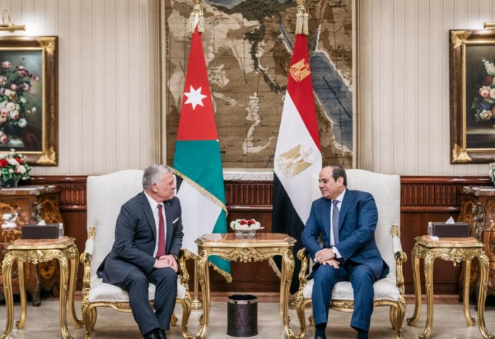 الرئيس السيسي وعاهل الأردن يؤكدان موقفهما الثابت بالوقف الفوري لإطلاق النار بغزة